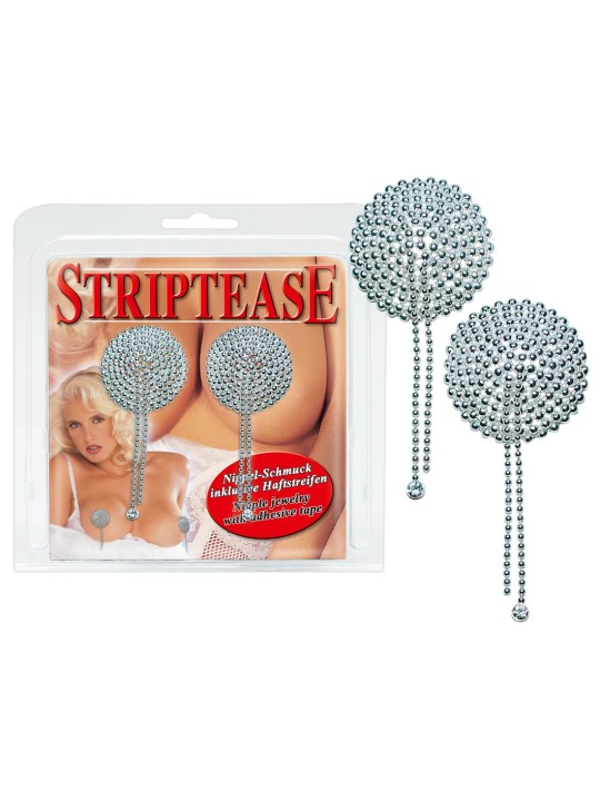 COPRICAPEZZOLI CON PERLE E CATENINA \"STRIPTEASE\" ARGENTO