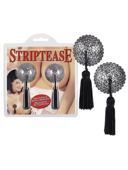 COPRICAPEZZOLI CON PERLE E CATENINA "STRIPTEASE" NERO