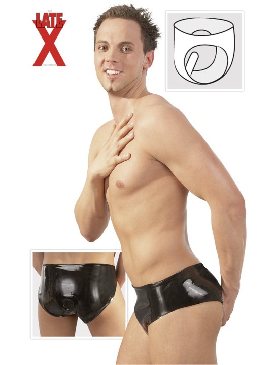 SLIP UOMO IN LATEX NERO CON FALLO INTERNO