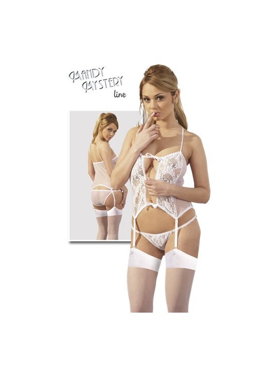 CORSETTO TRASPARENTE CON SLIP BIANCO - TAGLIA UNICA