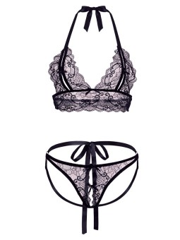 COMPLETO 2 PZ BARELY BARE " PEEK A BOO BRALETTE" - COLORE NERO - TAGLIA UNICA