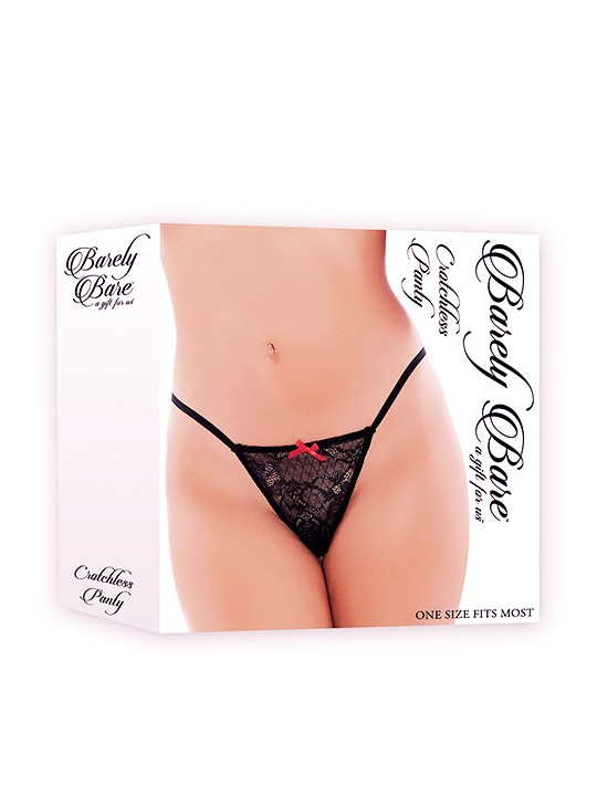 TANGA BARELY BARE " CROTCHLESS" - COLORE NERO - TAGLIA UNICA