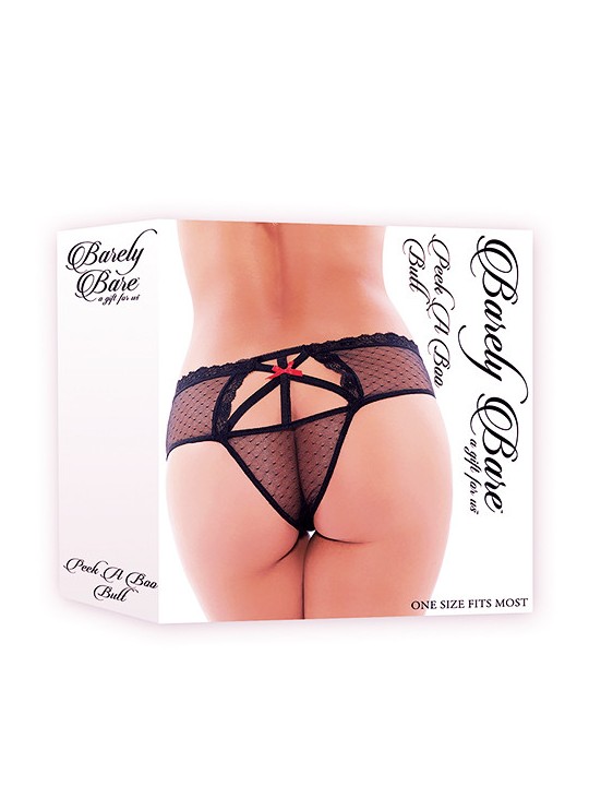 TANGA BARELY BARE " PEEK A BOO BUTT" - COLORE NERO - TAGLIA UNICA