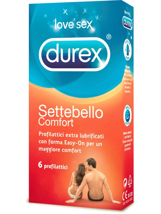 PROFILATTICI EXTRA LUBRIFICATI DUREX "SETTEBELLO COMFORT"  6 PEZZI