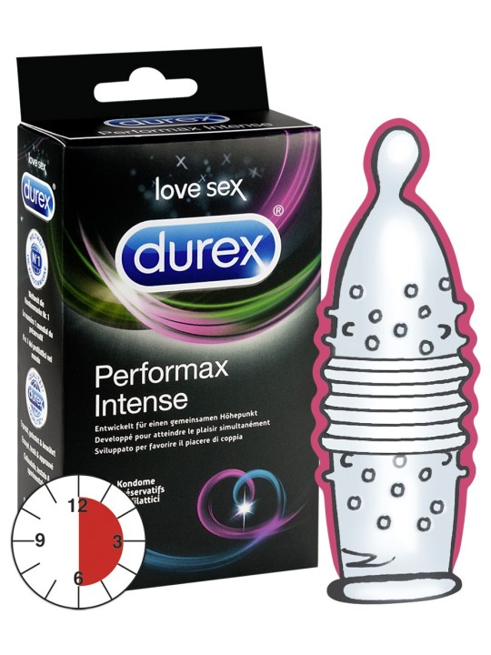 PROFILATTICI RITARDANTI CON RILIEVI DUREX "PERFORMANCE INTENSE" - 10 PEZZI