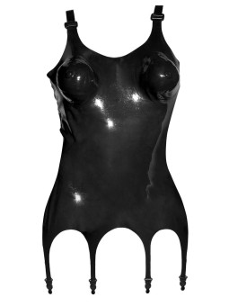 CORSETTO CON REGGICALZE IN LATEX NERO