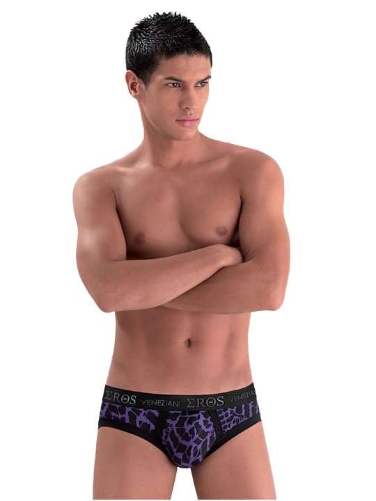 SLIP MOTIVO ZEBRA \"EROS VENEZIANI\" NERO/VIOLA