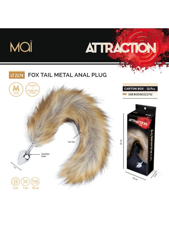 PLUG ANALE CON CODA ver.2 "ATTRACTION TOYS" N.50 - ARGENTO